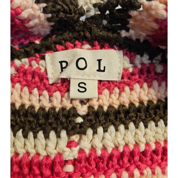 2/$35 POL Crochet Striped V-Neck Babydoll Cropped Boho Hippie Girl Top Women S - Picture 7 of 9